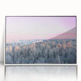 Mid-century modernist art depicting a European landscape in Latvia, framed acrylic with muted earth tones.