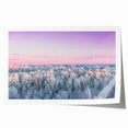 Scenic view of a Latvian landscape on a rolled canvas print, featuring muted green and blue tones.