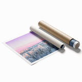 Extra large rolled print of a Latvian landscape with floral accents in soft pastel shades.