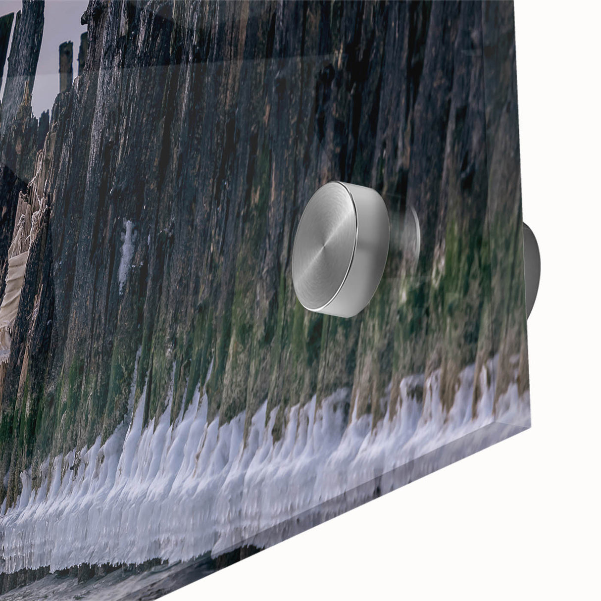 Large abstract wall art depicting a serene Lithuanian landscape in muted earth tones, printed on acrylic glass.