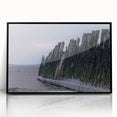Large abstract wall art depicting a European Lithuanian landscape in muted earth tones on a framed acrylic.