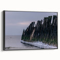 Black and white landscape art painting of a European scenery on framed canvas, ideal for bedroom wall decor.