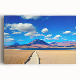 Black and white photograph of Bolivian landscape on stretched canvas, ideal for kitchen wall art.