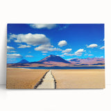 Black and white photograph of Bolivian landscape on stretched canvas, ideal for kitchen wall art.