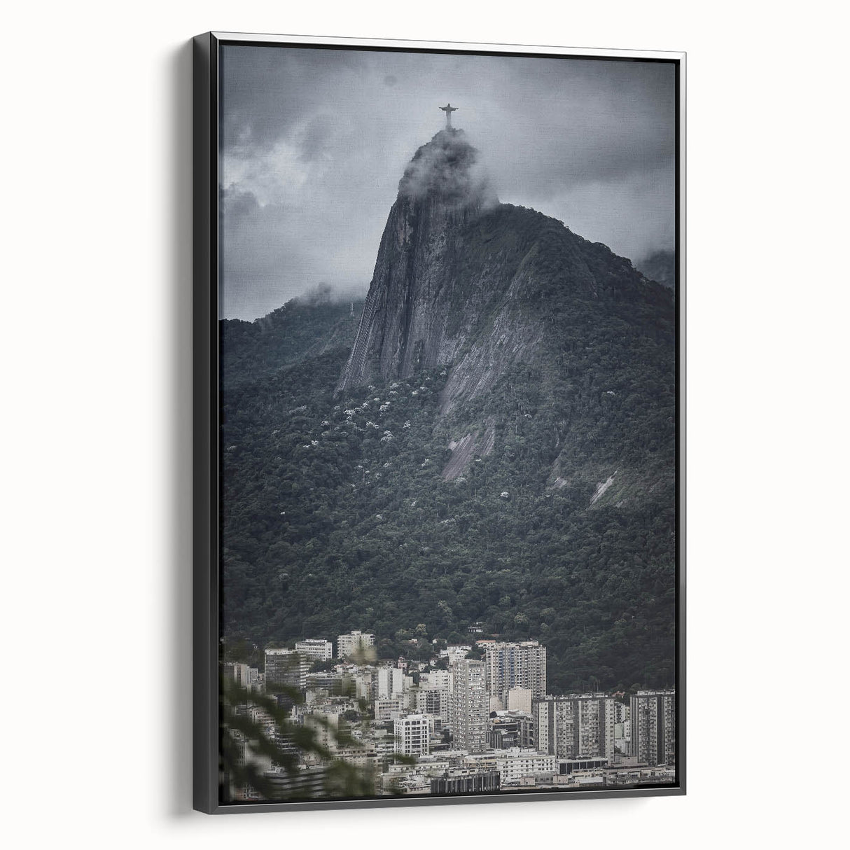 Black and white vintage poster art of a Brazilian landscape on framed canvas, suitable for bedroom wall decor.