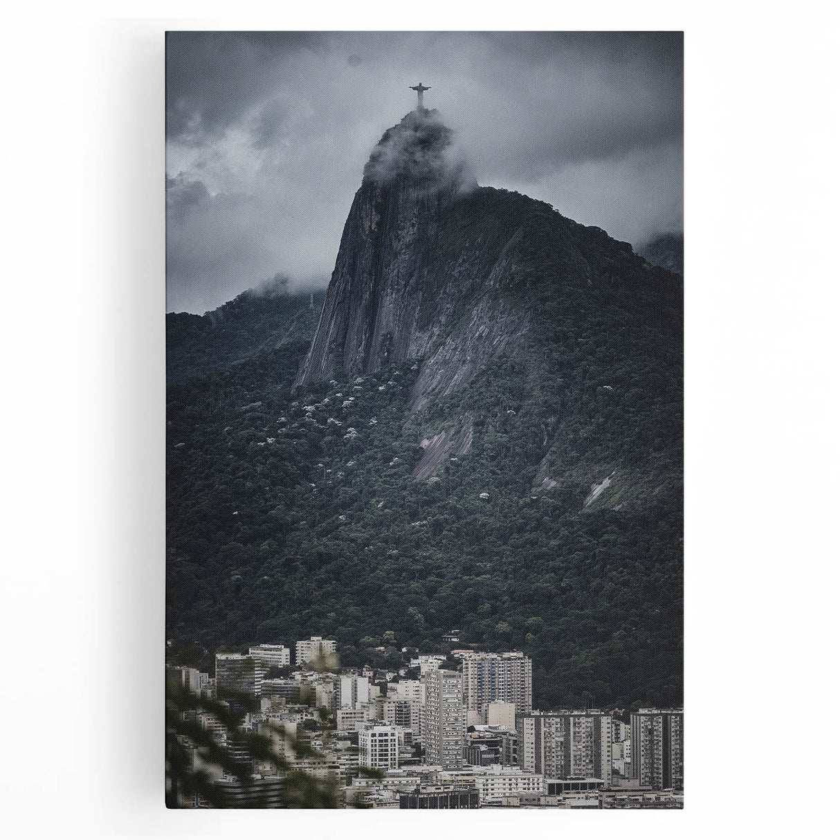 Black and white panoramic view of a Brazilian landscape on large stretched canvas, suitable for kitchen wall art.
