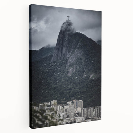 Large canvas print of a scenic Brazilian landscape in soft green and blue tones, ideal for kitchen wall art.