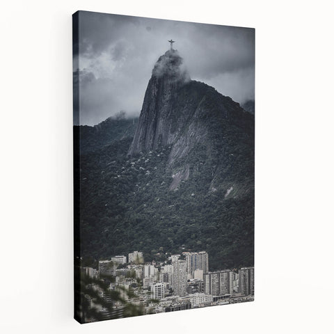 Large canvas print of a scenic Brazilian landscape in soft green and blue tones, ideal for kitchen wall art.
