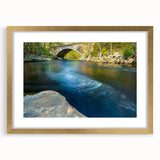 Extra large abstract art print of a Connecticut scenery in textured style, displayed in a gold frame with mat.