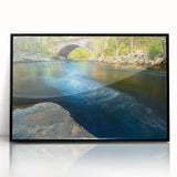 Large abstract wall art featuring a Connecticut scenery in muted earth tones on a framed acrylic.