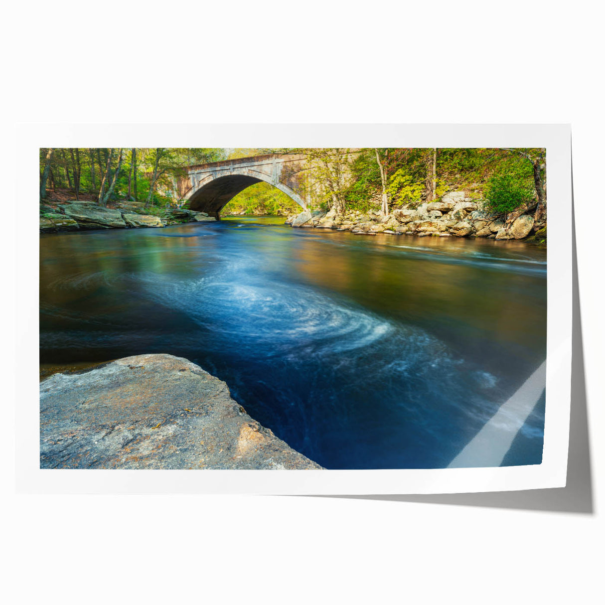 Extra large rolled print of a serene Connecticut landscape with soft floral elements in muted earth tones.