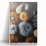 Art deco poster featuring a stylized autumn tree in orange and brown tones on a white acrylic framed print.