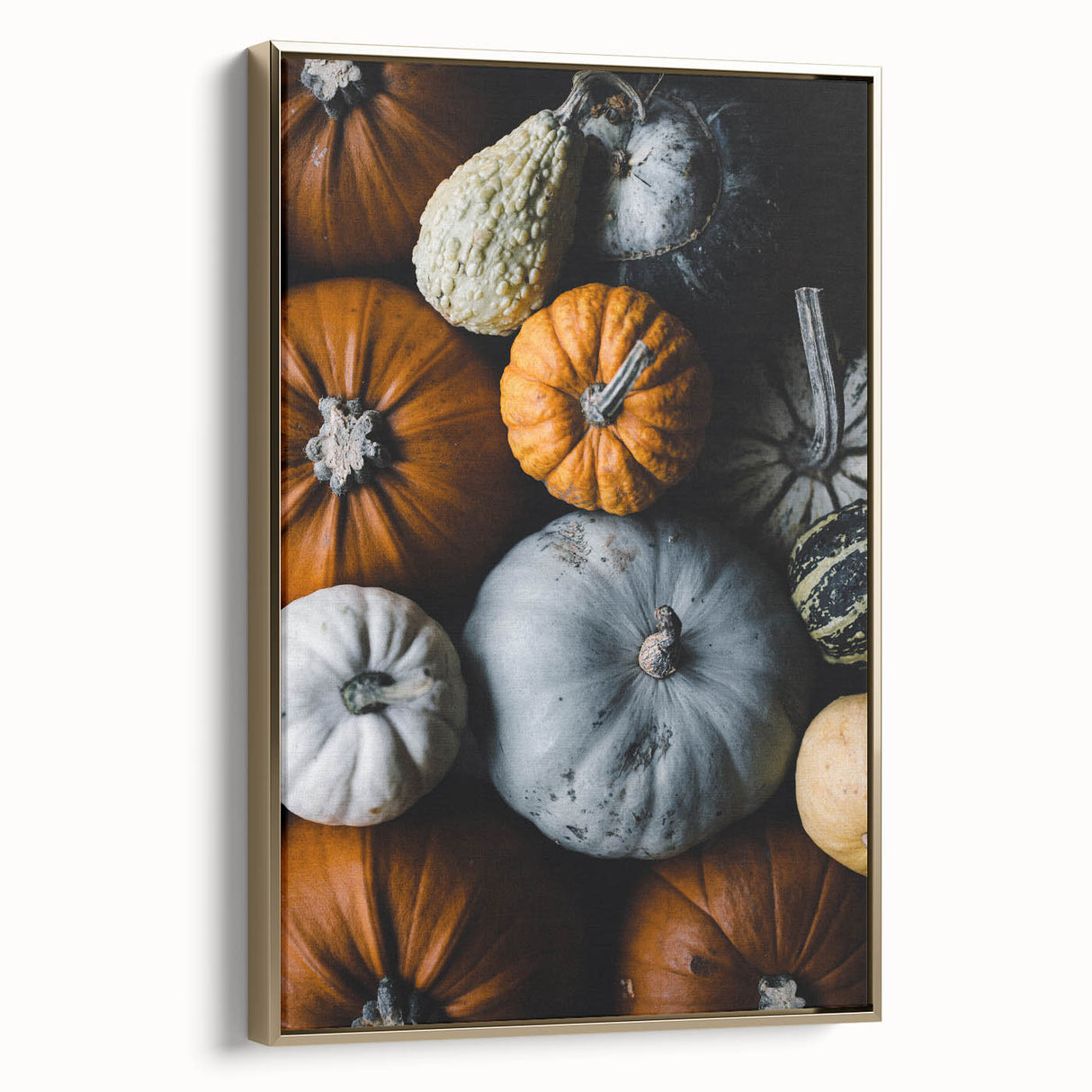Framed canvas depicting a vintage-style landscape with autumn trees in golden and black tones, ideal for bedroom wall decor.