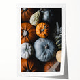 Extra large rolled print of autumnal floral art in warm orange and red tones, ideal for dining room wall decor.