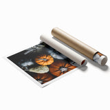 Extra large rolled print featuring an autumnal floral design in muted earth tones, ideal for classy bathroom wall art.