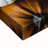 Large art of a black and white landscape painting on stretched canvas, depicting a serene fall scene.