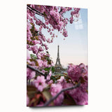 Large abstract wall art on acrylic glass depicting spring season in vibrant green and blue tones.