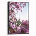 Black and white vintage poster art on framed canvas featuring a spring landscape, ideal for bedroom wall decor.