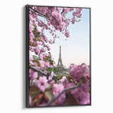 Black and white vintage poster art on framed canvas featuring a spring landscape, ideal for bedroom wall decor.