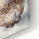 Large abstract wall art depicting winter season in muted blue and white tones on acrylic glass.