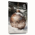 Large abstract wall art depicting winter scene in muted blue and white tones on acrylic glass.
