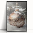 Large abstract wall art featuring a winter theme in muted blue and white tones, framed in black acrylic.