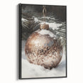 Black and white framed canvas depicting a winter landscape scene, ideal for bedroom wall decor.