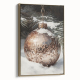 Winter landscape painting on framed canvas, featuring muted gray and white tones, ideal for bedroom wall art.