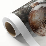 Art Deco poster of a winter scene in muted blue and white tones on rolled canvas, ideal for nursery wall art.