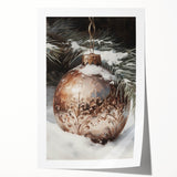 Extra large rolled canvas depicting a serene winter floral scene in cool blue and white tones.