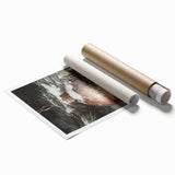 Extra large rolled print featuring a winter floral design in muted blue and white tones, ideal for classy bathroom wall art.