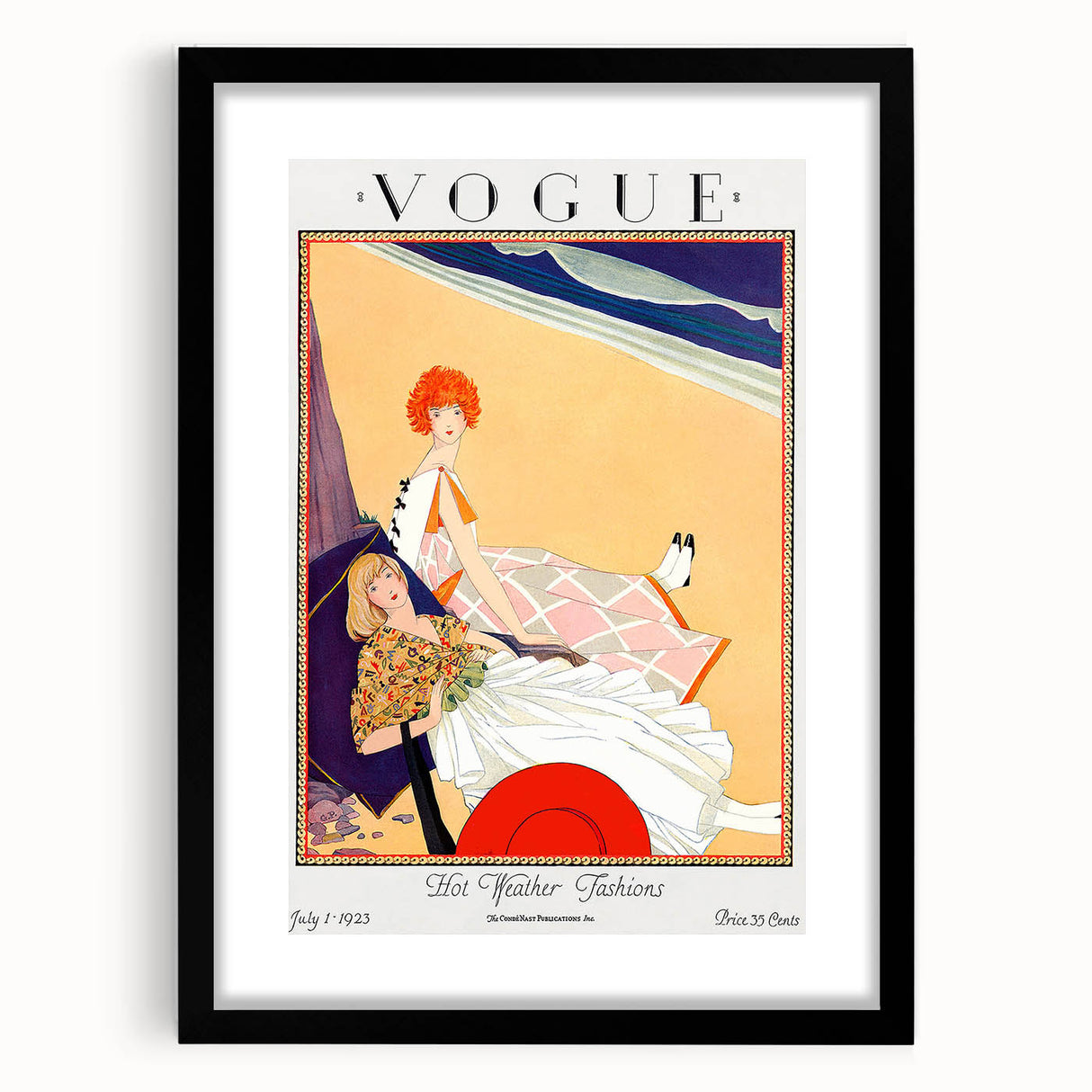 1923 Summer Vogue Fashion Print - Beach Scene Wall Art Decor