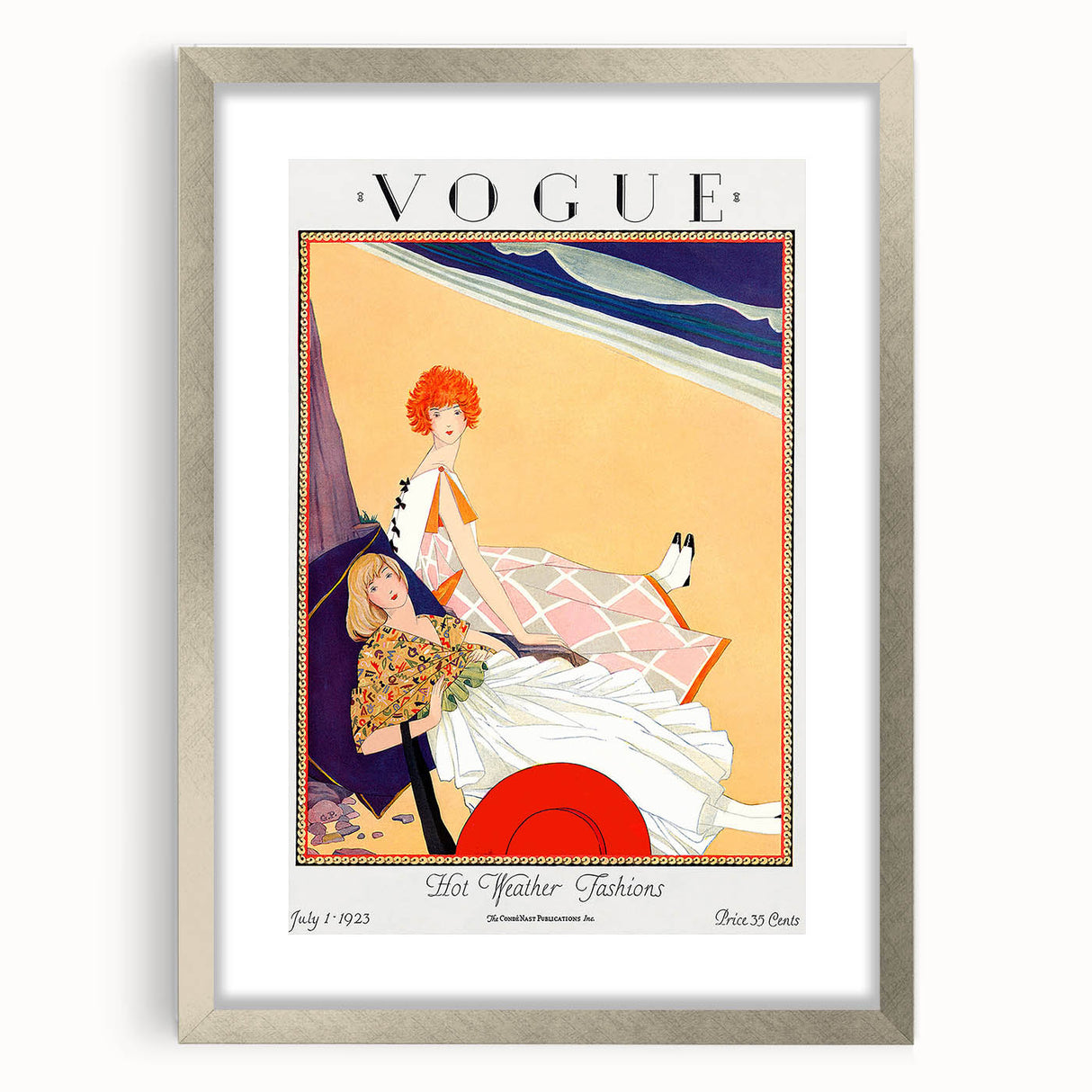1923 Summer Vogue Fashion Print - Beach Scene Wall Art Decor