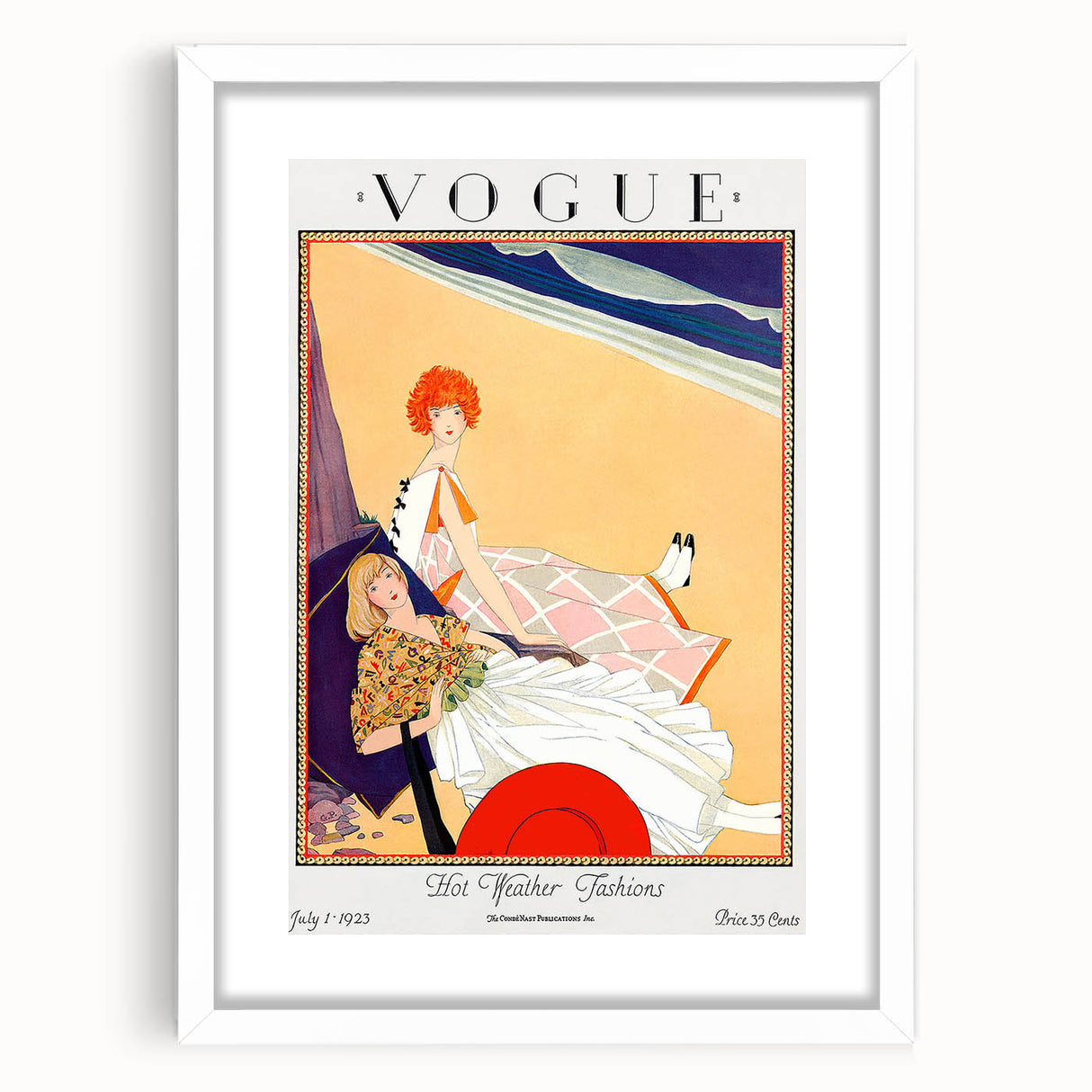 1923 Summer Vogue Fashion Print - Beach Scene Wall Art Decor