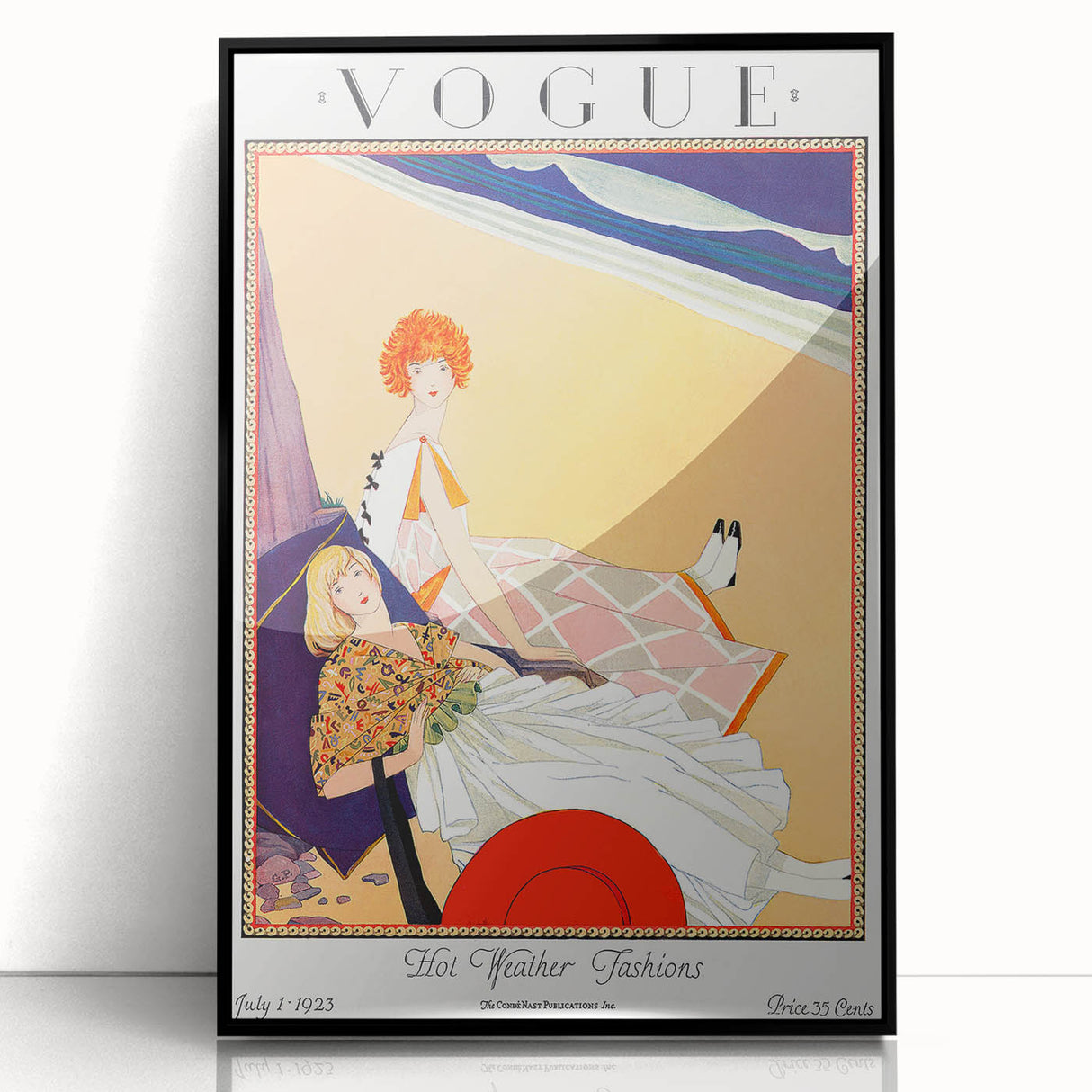 1923 Summer Vogue Fashion Print - Beach Scene Wall Art Decor
