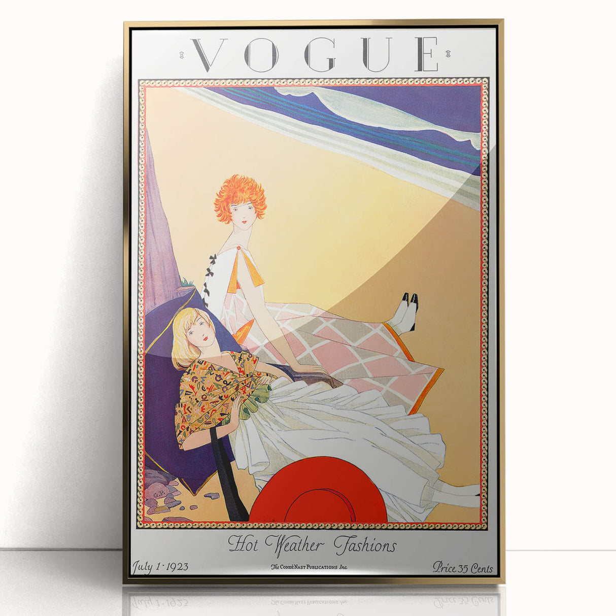1923 Summer Vogue Fashion Print - Beach Scene Wall Art Decor