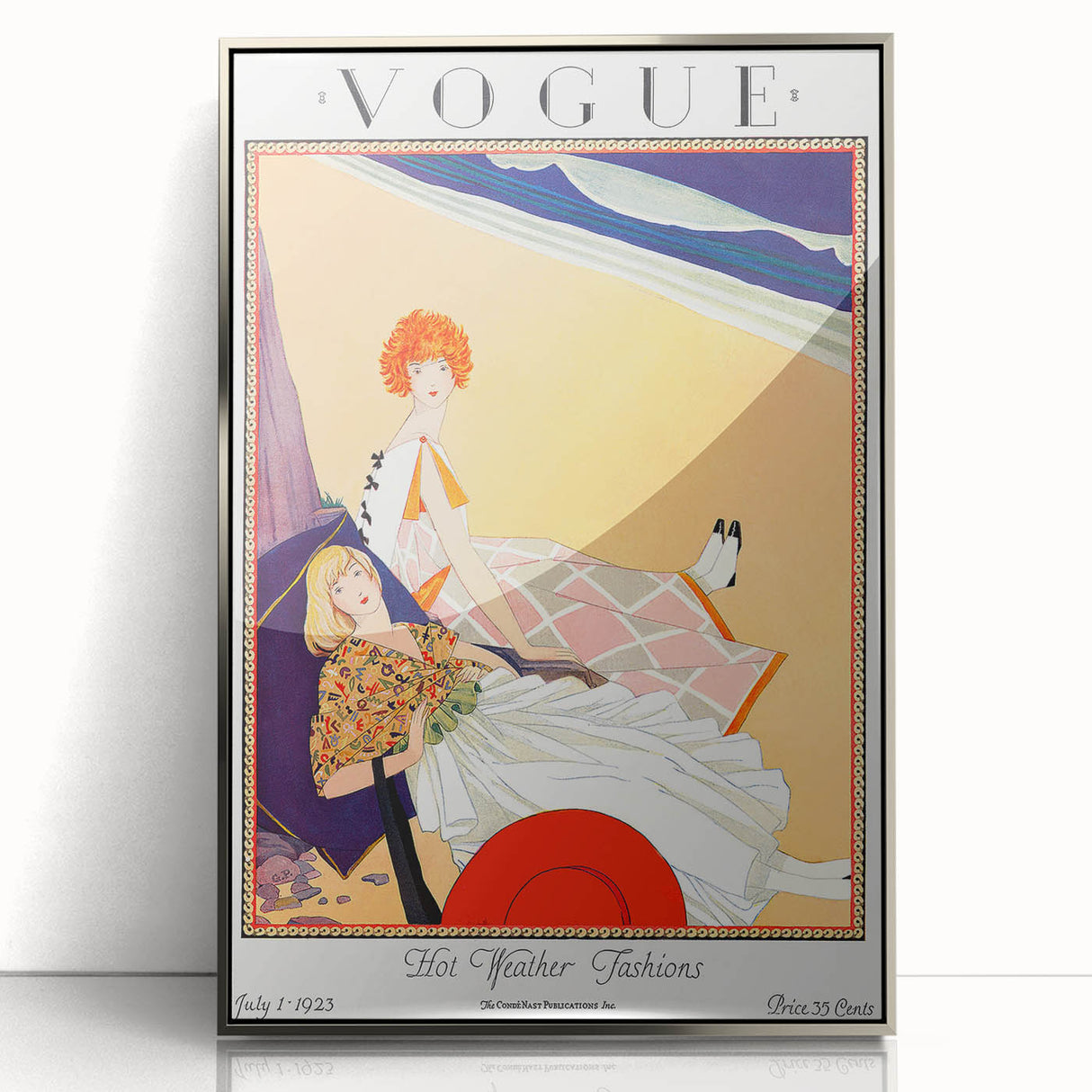 1923 Summer Vogue Fashion Print - Beach Scene Wall Art Decor