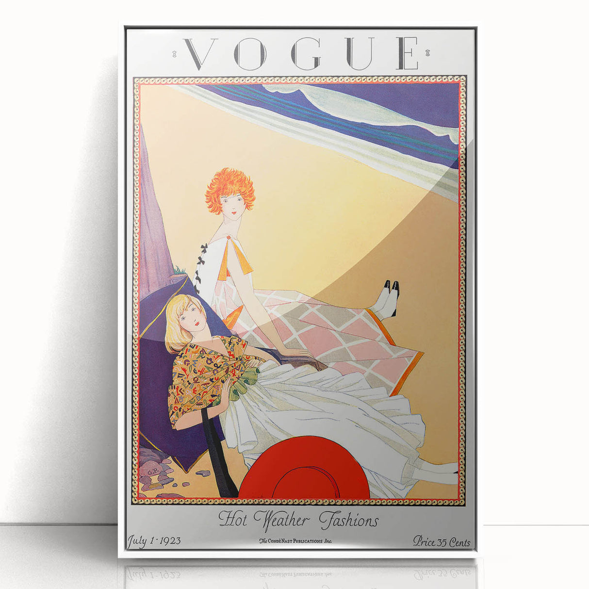 1923 Summer Vogue Fashion Print - Beach Scene Wall Art Decor