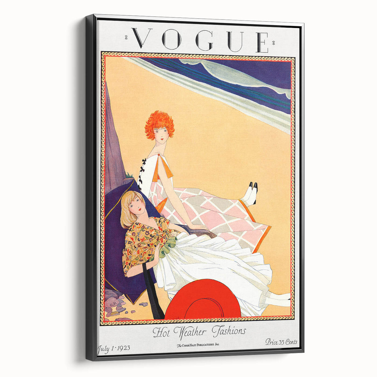 1923 Summer Vogue Fashion Print - Beach Scene Wall Art Decor