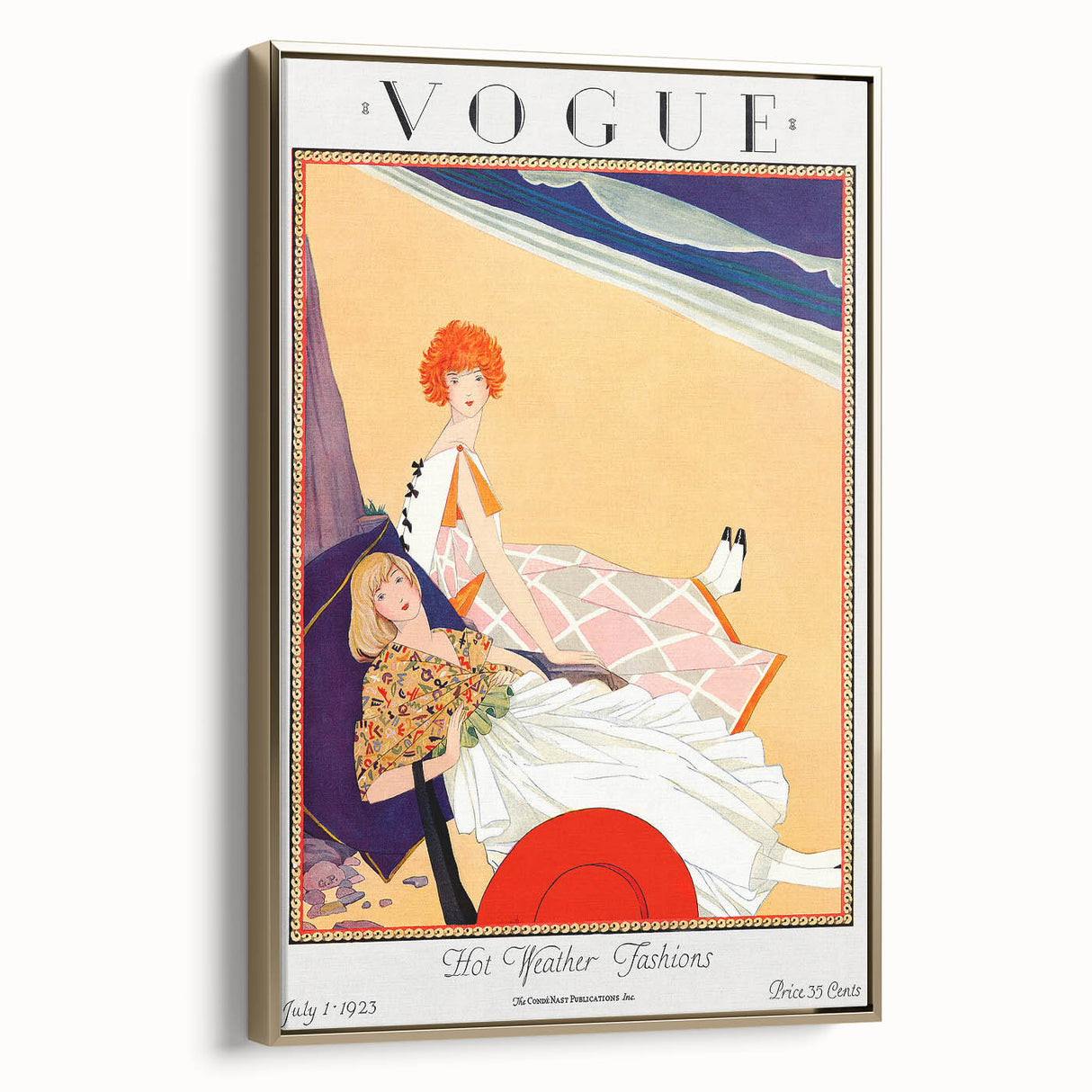 1923 Summer Vogue Fashion Print - Beach Scene Wall Art Decor