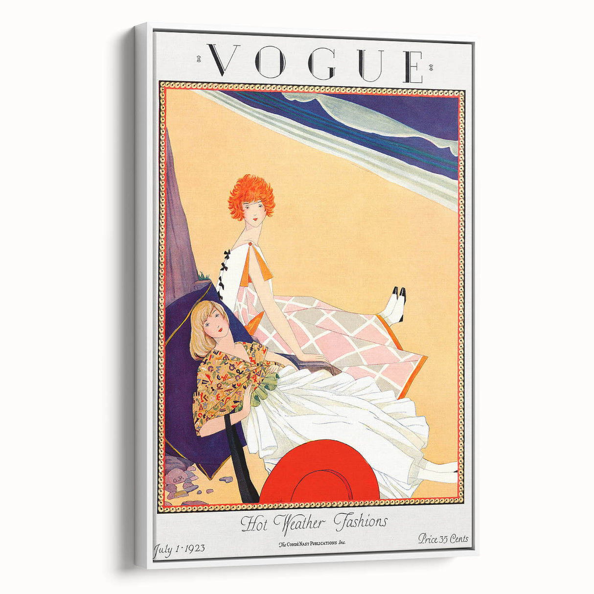 1923 Summer Vogue Fashion Print - Beach Scene Wall Art Decor