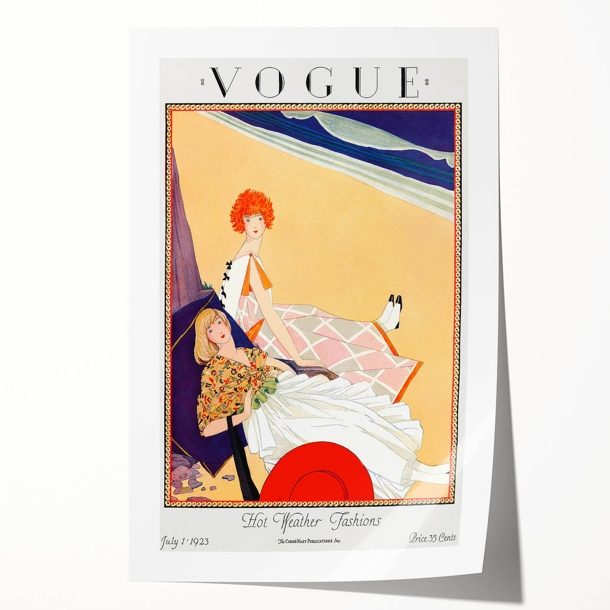 1923 Summer Vogue Fashion Print - Beach Scene Wall Art Decor