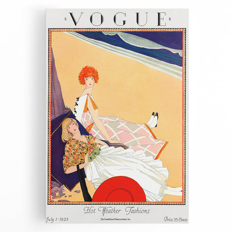 1923 Summer Vogue Fashion Print - Beach Scene Wall Art Decor