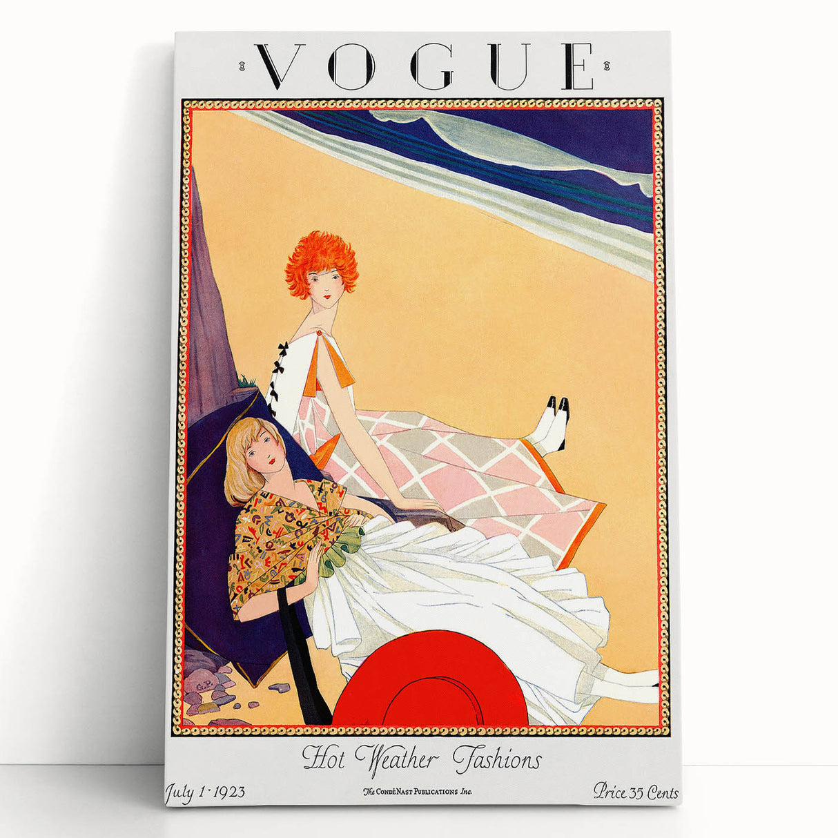 1923 Summer Vogue Fashion Print - Beach Scene Wall Art Decor