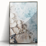 Mid-century modernist art featuring geometric shapes in pastel colors on a silver-framed acrylic, ideal for nursery wall art.