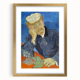 Textured abstract art print in blue and gold tones on a framed canvas, suitable for bedroom wall decor.