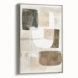 Framed abstract minimalist wall art in silver, showcasing geometric shapes and soft tones. Perfect for modern decor, enhancing living spaces with elegance and style.