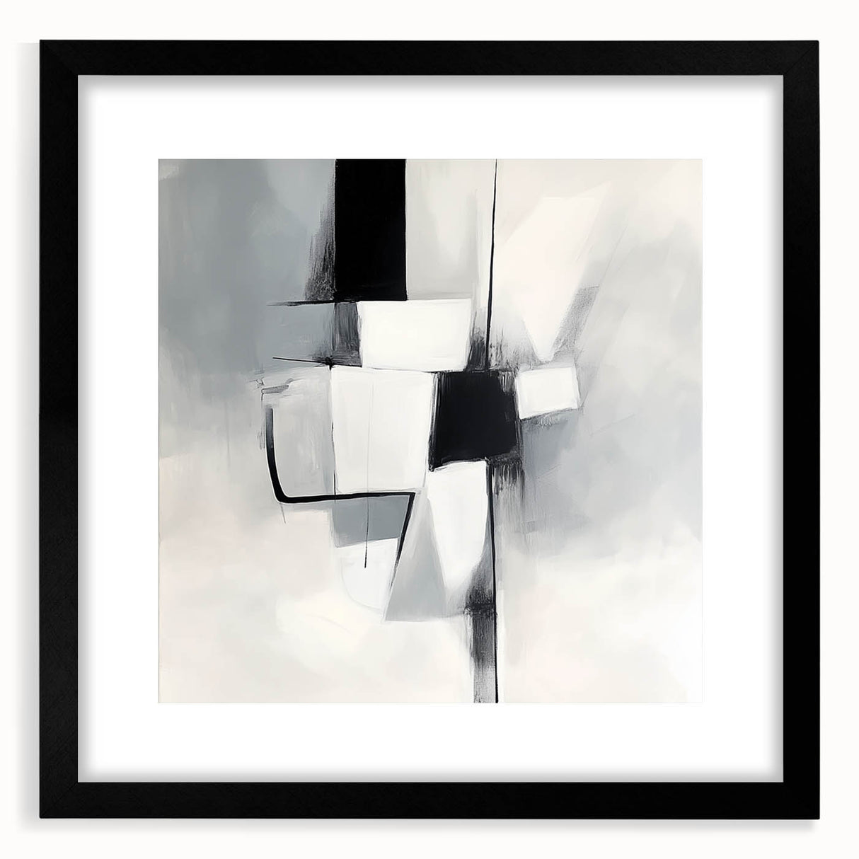 Geometric Abstract Wall Decor – Modern Black & White Canvas Design
