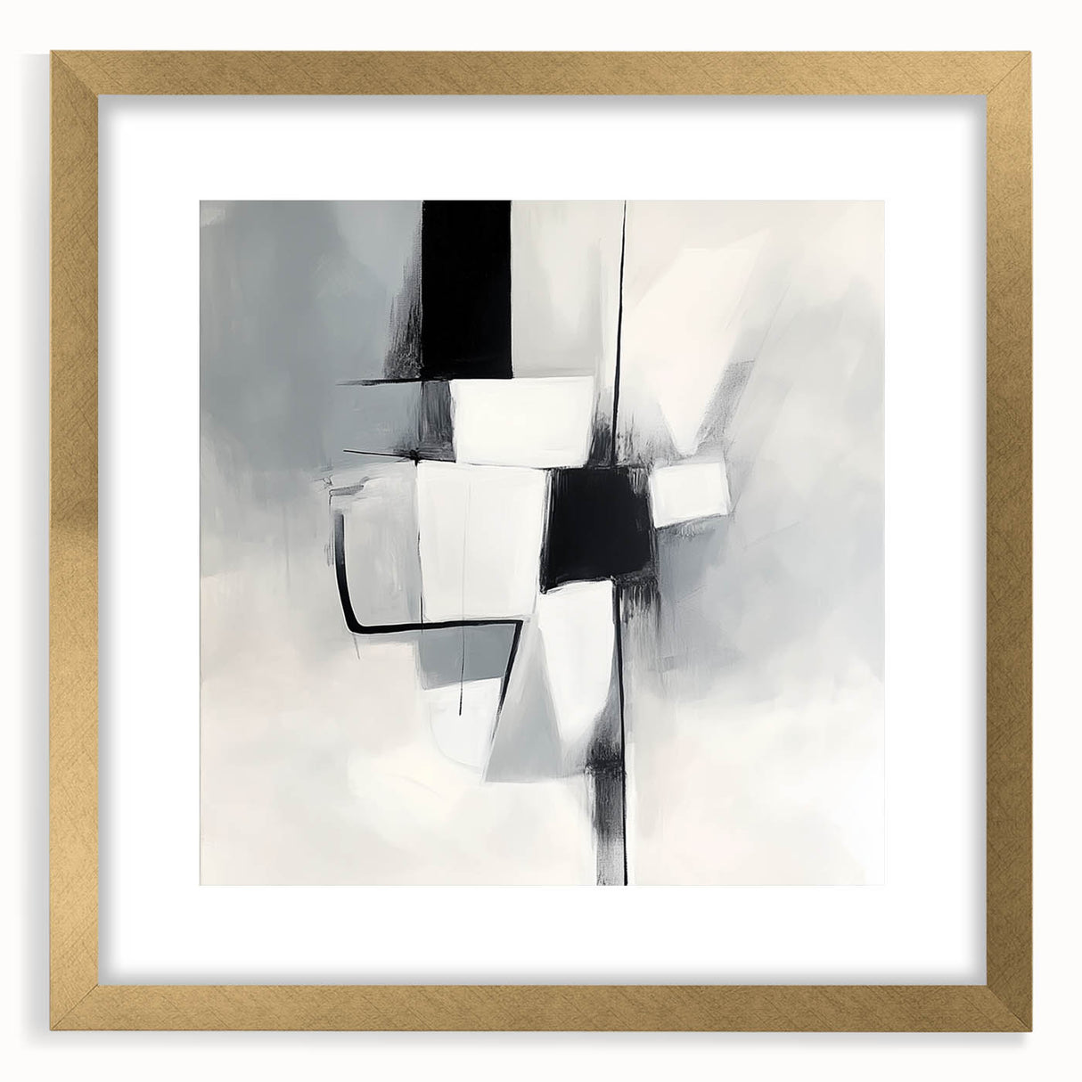 Geometric Abstract Wall Decor – Modern Black & White Canvas Design