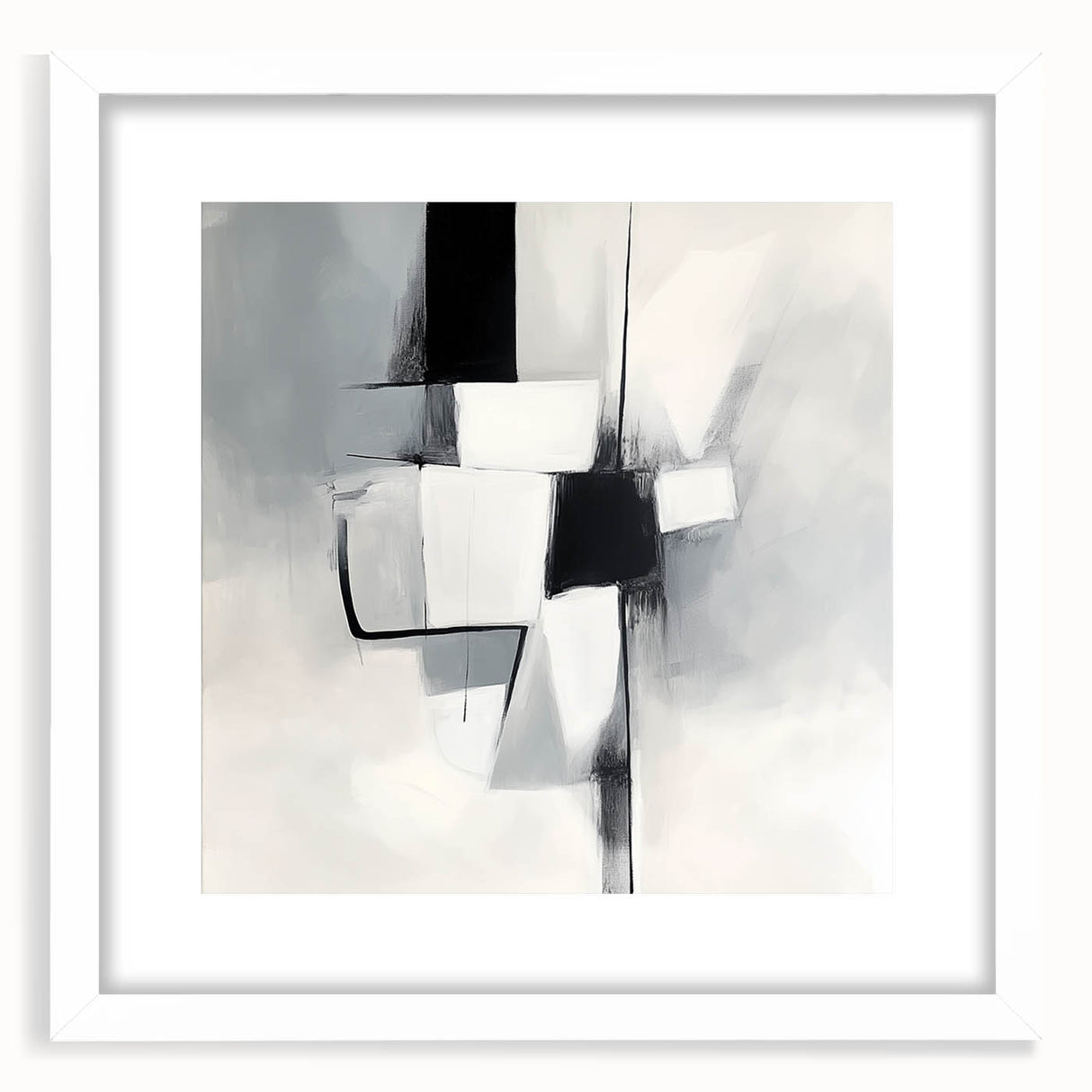 Geometric Abstract Wall Decor – Modern Black & White Canvas Design